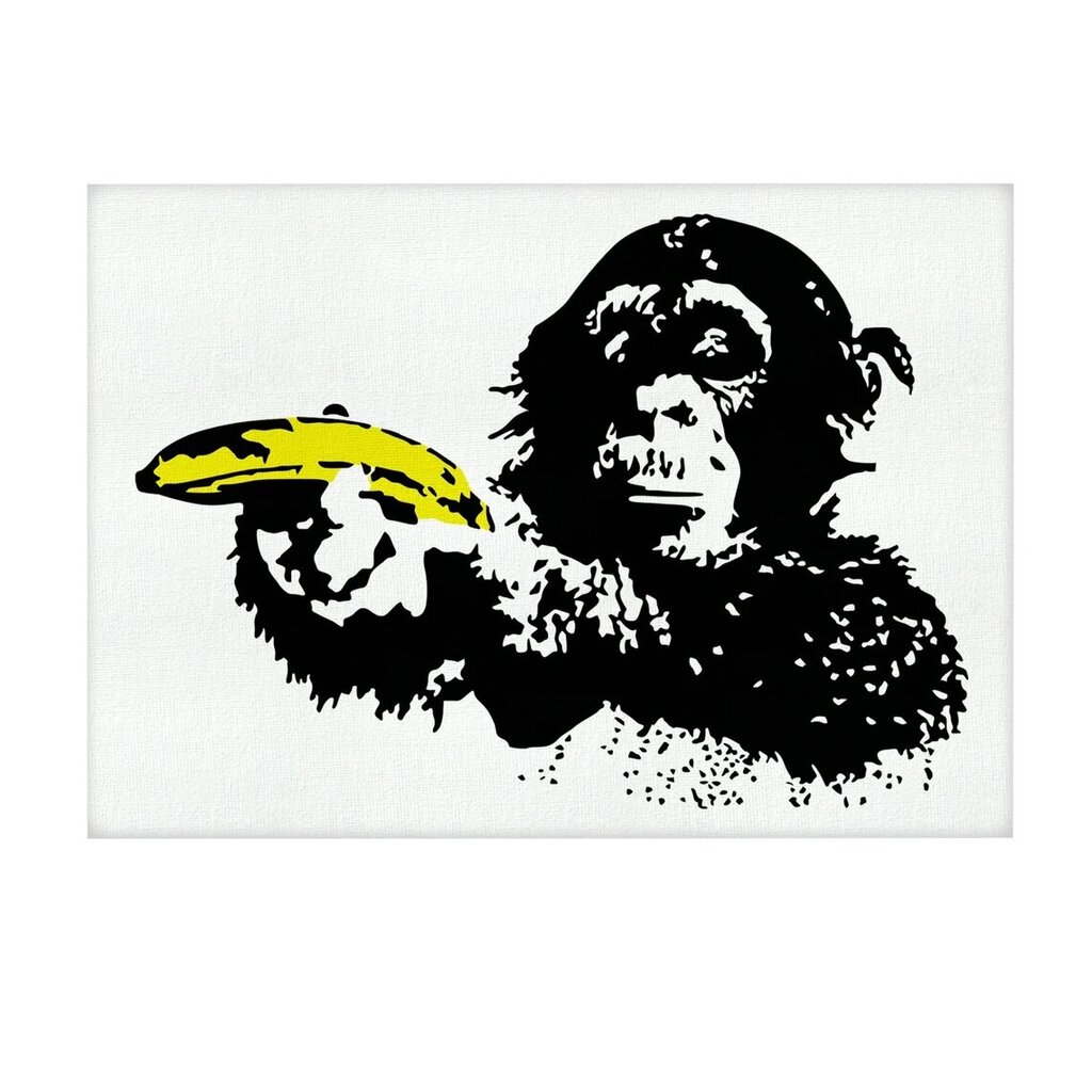 Prinditud lõuendi seinakunst Banksy Monkey banaanigrafiti sisekujundusega – 100 x 68 cm цена и информация | Seinapildid | kaup24.ee