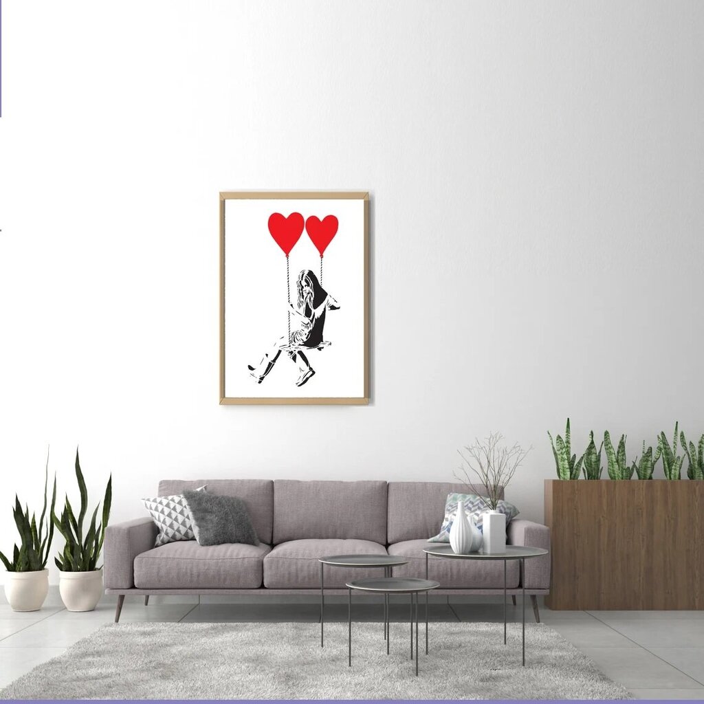 Seinaplakat Banksy grafiti – südameõhupallidega tüdruk, sisekujundus – 120 x 81 cm цена и информация | Seinakleebised | kaup24.ee