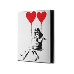 Seinapildi lõuend Banksy grafiti – südameõhupallidega tüdruk sisekujundus – 100 x 60 cm hind ja info | Seinapildid | kaup24.ee