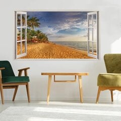 Vinüülist seinakleebis 3D merevaatega aken, ranna-ookeani kleebis - 130 x 80 cm цена и информация | Декоративные наклейки | kaup24.ee