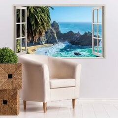 Vinüülist seinakleebis 3D aken mägimaastikuga mere ääres - 130 x 80 cm hind ja info | Seinakleebised | kaup24.ee