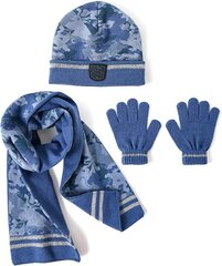 Poiste talvemüts, kindad, sall Accsa, sinine hind ja info | Poiste mütsid, sallid, kindad | kaup24.ee