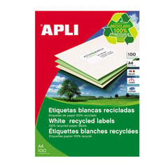 Paber APLI, 210 x 297 mm, A4, ringlussevõetud, 1 kleebise lehele, 100 lehte, valge hind ja info | Kirjatarbed | kaup24.ee