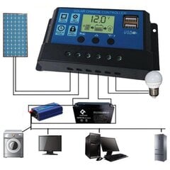 Päikesepatarei kontroller-laadija 10A цена и информация | Комплектующие для солнечных электростанций | kaup24.ee