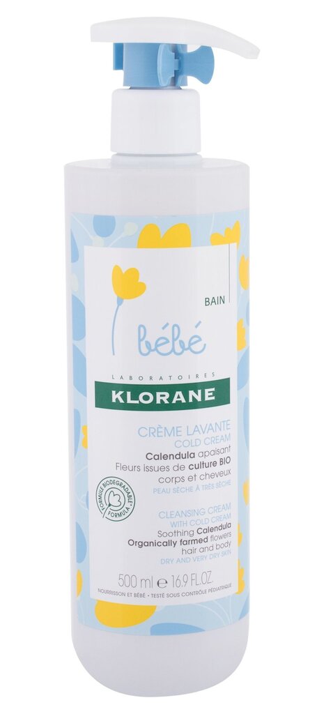 Klorane Baby Calendula With Cold Cream dušikreem lastele 500 ml цена и информация | Laste ja ema kosmeetika | kaup24.ee