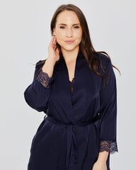 Naiste hommikumantel Mona Satin (Navy) hind ja info | Naiste hommikumantlid | kaup24.ee
