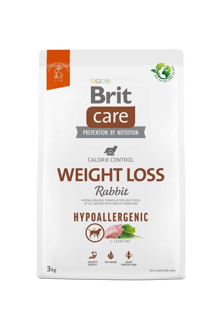 Brit Care Hypoallergenic Weight Loss Rabbit koeratoit 3kg hind ja info | Kuivtoit koertele | kaup24.ee