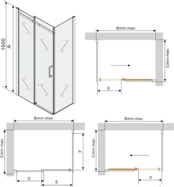 Dušikabiin Mexen Omega koos aluse ja sifooniga, Chrome+White/Chrome, 130x70,80,90,100 cm hind ja info | Dušikabiinid | kaup24.ee