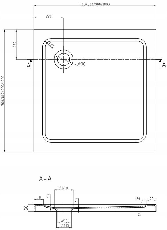 Dušikabiin Mexen Roma koss aluse ja sifooniga, Black+White/Black, 70x70,80,90,100,110,120 cm hind ja info | Dušikabiinid | kaup24.ee