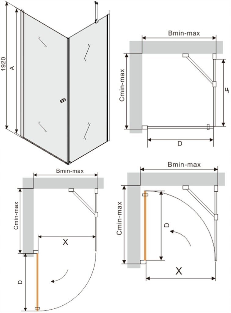 Dušikabiin Mexen Pretoria koos aluse ja sifooniga, 90x70,80,90,100 cm hind ja info | Dušikabiinid | kaup24.ee