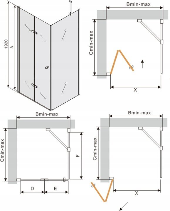 Dušikabiin Mexen Lima koos aluse ja sifooniga, Gold+White/Gold, 80x70,80,90,100 cm цена и информация | Dušikabiinid | kaup24.ee