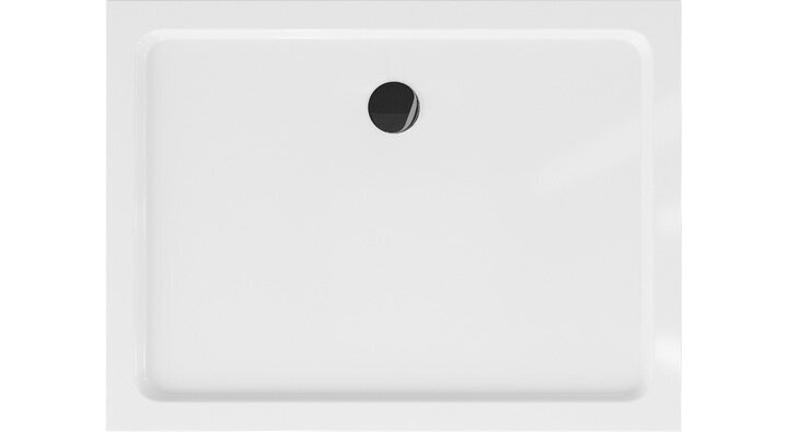 Ristkülikukujuline dušialus Mexen Flat Slim sifooniga, White+Black, 80x70 cm цена и информация | Dušialused | kaup24.ee