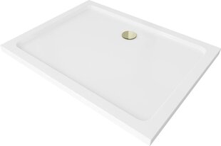 Ristkülikukujuline dušialus Mexen Flat Slim sifooniga, White+Gold, 80x70 cm цена и информация | Стойки для душа | kaup24.ee