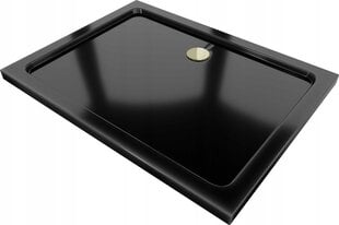 Ristkülikukujuline dušialus Mexen Flat Slim sifooniga, Black+Gold, 120x70,80,90,100 cm hind ja info | Dušialused | kaup24.ee