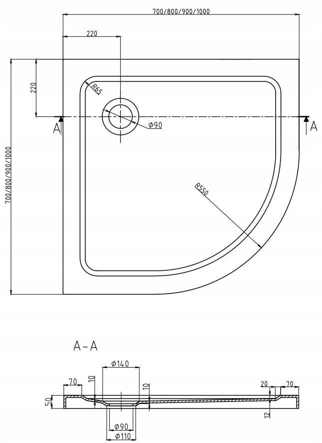 Poolringikujuline dušialus Mexen Flat Slim sifooniga, White+Black, 70x70,80x80,90x90,100x100 cm цена и информация | Dušialused | kaup24.ee