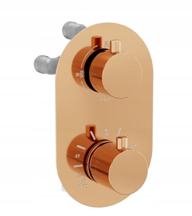 Peidetud duši- ja vannikomplekt termostaadiga Mexen Kai 7in1, 25 cm, Rose Gold hind ja info | Komplektid ja dušipaneelid | kaup24.ee