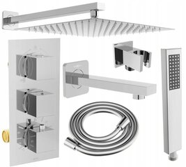 Varjatud duši- ja vannikomplekt termostaadiga Mexen Cube 7in1, 30x30 cm, Chrome цена и информация | Душевые комплекты и панели | kaup24.ee