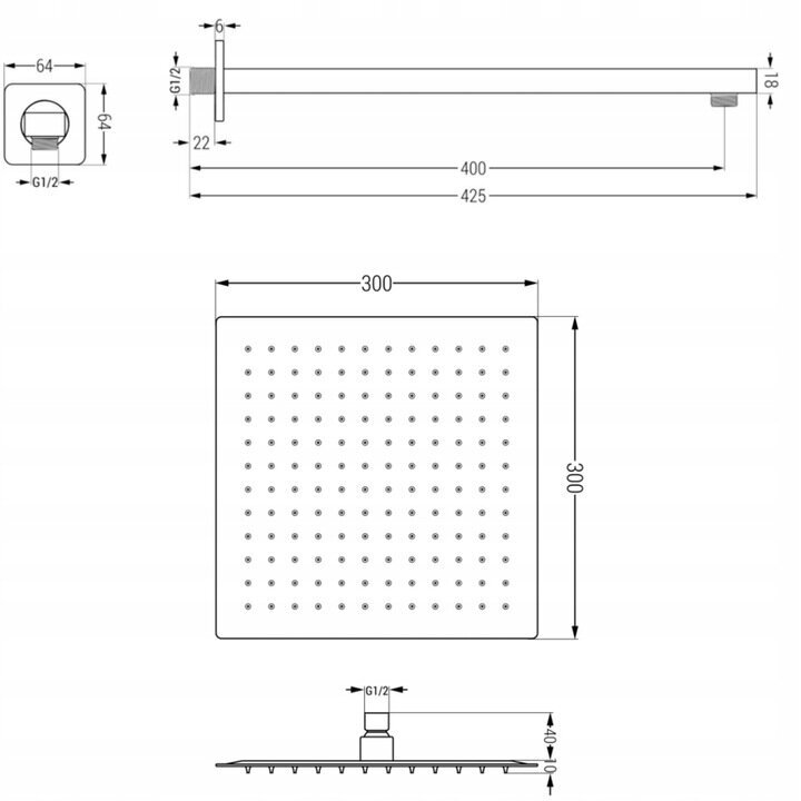 Varjatud duši- ja vannikomplekt termostaadiga Mexen Cube 7in1, 30x30 cm, Chrome цена и информация | Komplektid ja dušipaneelid | kaup24.ee