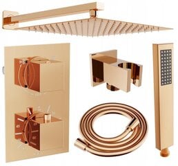 Peidetud dušikomplekt termostaadiga Mexen Cube 6in1, 25 x 25 cm, Rose Gold цена и информация | Душевые комплекты и панели | kaup24.ee
