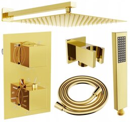 Peidetud dušikomplekt termostaadiga Mexen Cube 6in1, 25x25 cm, Gold цена и информация | Душевые комплекты и панели | kaup24.ee