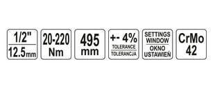 Momentvõti YATO, 20-220Nm, 1/2" YT-07605 hind ja info | Yato Sanitaartehnika, remont, küte | kaup24.ee