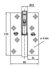 Hing 419B, 120*80*4mm, D-vasak, messing hind ja info | Ukse hinged, tarvikud | kaup24.ee