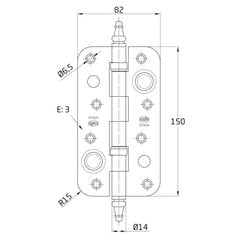 Hing 568, 150*82*3mm, universaal, 2 laagrit, messing hind ja info | Ukse hinged, tarvikud | kaup24.ee