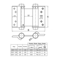 Hing 3037, 100*126mm, universaal, messing hind ja info | Ukse hinged, tarvikud | kaup24.ee