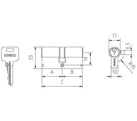 Silinder EN, 35+45=80mm, kroomitud hind ja info | Lukud | kaup24.ee