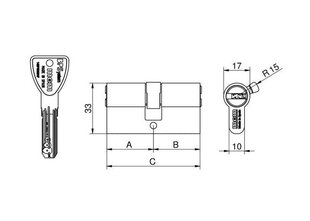 Silinder BPS, 40+40=80mm, messing hind ja info | Lukud | kaup24.ee