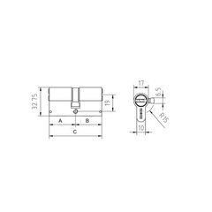 Silinder AS6, 30+50=80mm, messing hind ja info | Lukud | kaup24.ee