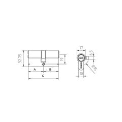 Silinder AS6, 35+35=70mm, messing hind ja info | Lukud | kaup24.ee