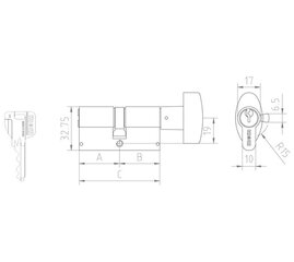 Silinder MAS6, 30+50B=80mm, messing hind ja info | Lukud | kaup24.ee