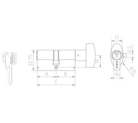 Цилиндр с закрывателем ME, 35В+45=80 мм, латунь цена и информация | Дверные замки | kaup24.ee