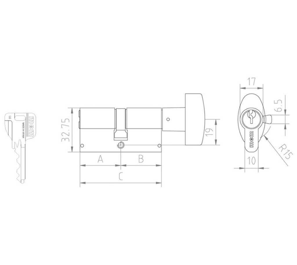 Silindrit ME, 45b+60 = 105 mm, messingist hind ja info | Lukud | kaup24.ee