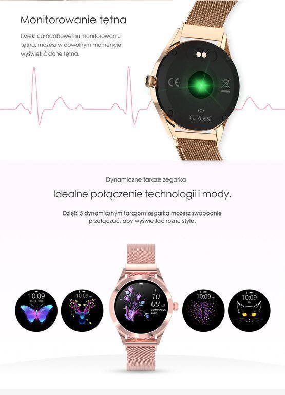 G. Rossi SW017 Rose Gold/White hind ja info | Nutikellad (smartwatch) | kaup24.ee