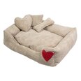 Amibelle кроватка с красным сердечком для домашних животных, светло-серая 64 x 87 x 14 см