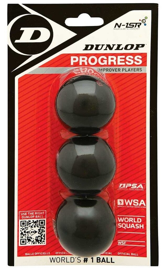 Skvošo kamuoliukai Dunlop Progress 3-blister hind ja info | Squash | kaup24.ee