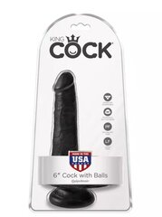 King Cock Cock with Balls 6 - Black цена и информация | Фаллоимитаторы | kaup24.ee