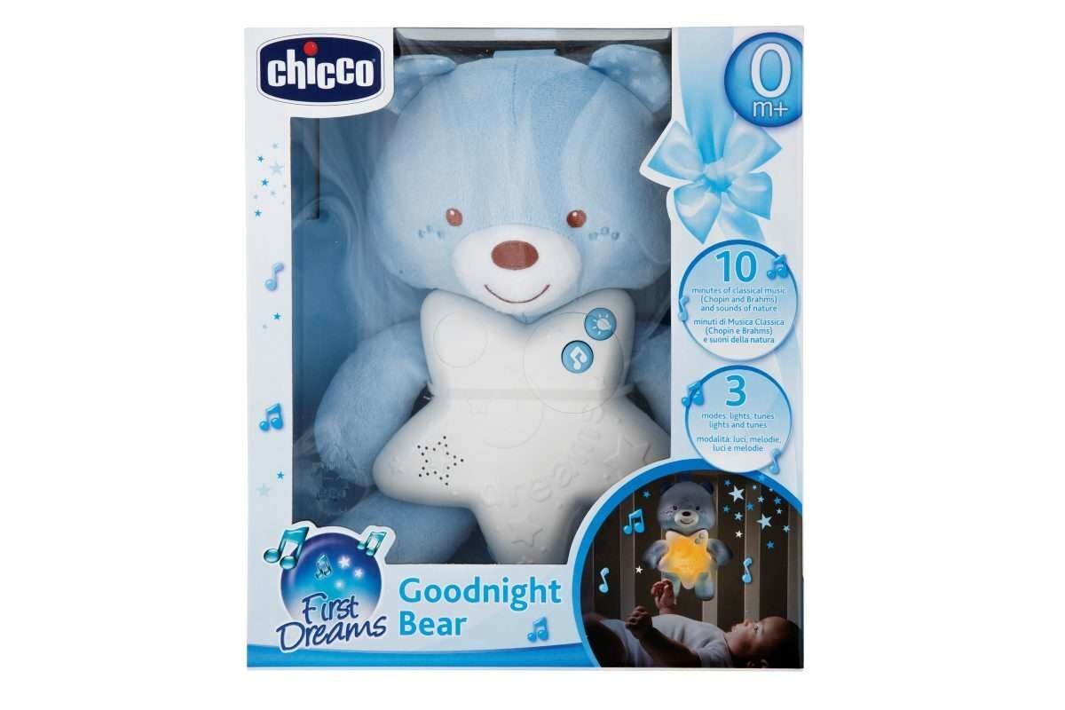 Helendav mängukaru Chicco Goodnight Bear First Dreams, sinine цена и информация | Imikute mänguasjad | kaup24.ee