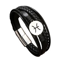 Черный кожаный браслет с созвездиями, рыбами цена и информация | Женские браслеты | kaup24.ee