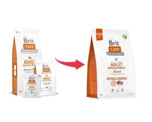 Brit Care Hypoallergenic Adult Medium Breed Lamb koeratoit 3kg hind ja info | Kuivtoit koertele | kaup24.ee