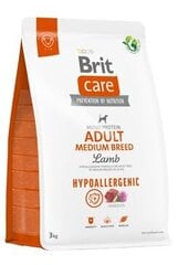 Brit Care Hypoallergenic Adult Medium Breed Lamb koeratoit 3kg цена и информация | Сухой корм для собак | kaup24.ee