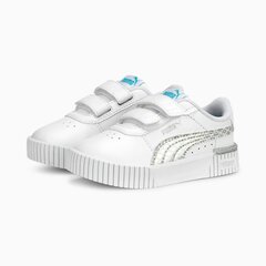 Puma laste vabaajajalatsid Carina 389745*01, valge/hõbedane 4065452547011 цена и информация | Детская спортивная обувь | kaup24.ee