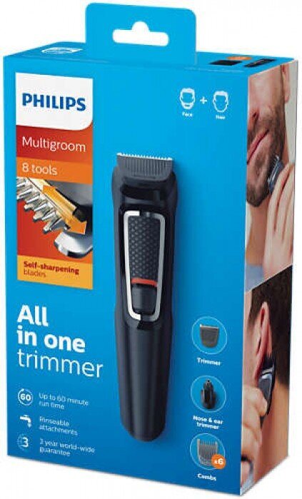Philips Universaalne näo- ja juuksetrimmer 8in1 hind ja info | Juukselõikusmasinad, trimmerid | kaup24.ee