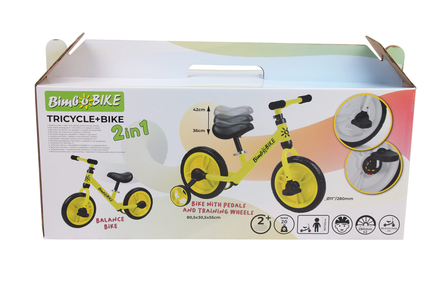 Tasakaaluratas Bimbo Bike 2in1 Bike, must/kollane hind ja info | Jooksurattad | kaup24.ee
