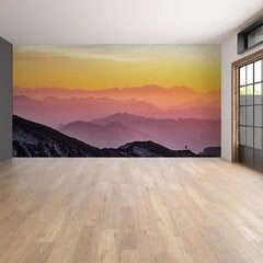 Seinamaal päikeseloojangut mägedes Kauni maastikuga tapeet Sisekujundus - 390 x 280 cm цена и информация | Декоративные наклейки | kaup24.ee