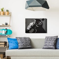 Seinapildi lõuend Banksy Dj Monkey kõrvaklappidega Mustvalge Graffiti sisekujundus – 60 X 40 cm цена и информация | Картины, живопись | kaup24.ee