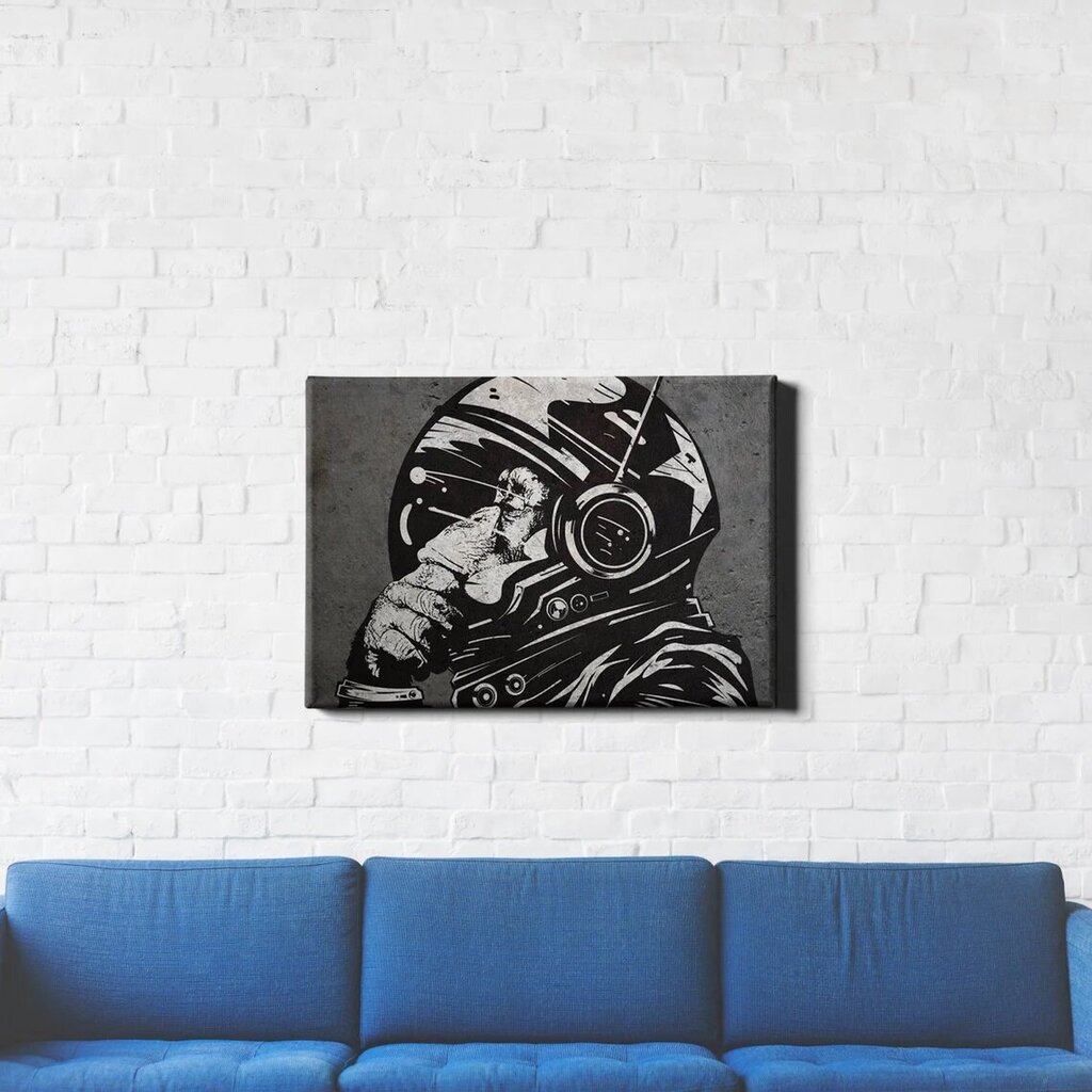 Seinapildi lõuend Banksy Dj Monkey Astronaut Mustvalge Graffiti sisekujundus – 60 X 40 cm цена и информация | Seinapildid | kaup24.ee