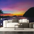 Фотообои с изображением яркого заката на пляже Обои с красивым пейзажем Декор интерьера - 390 х 280 см
